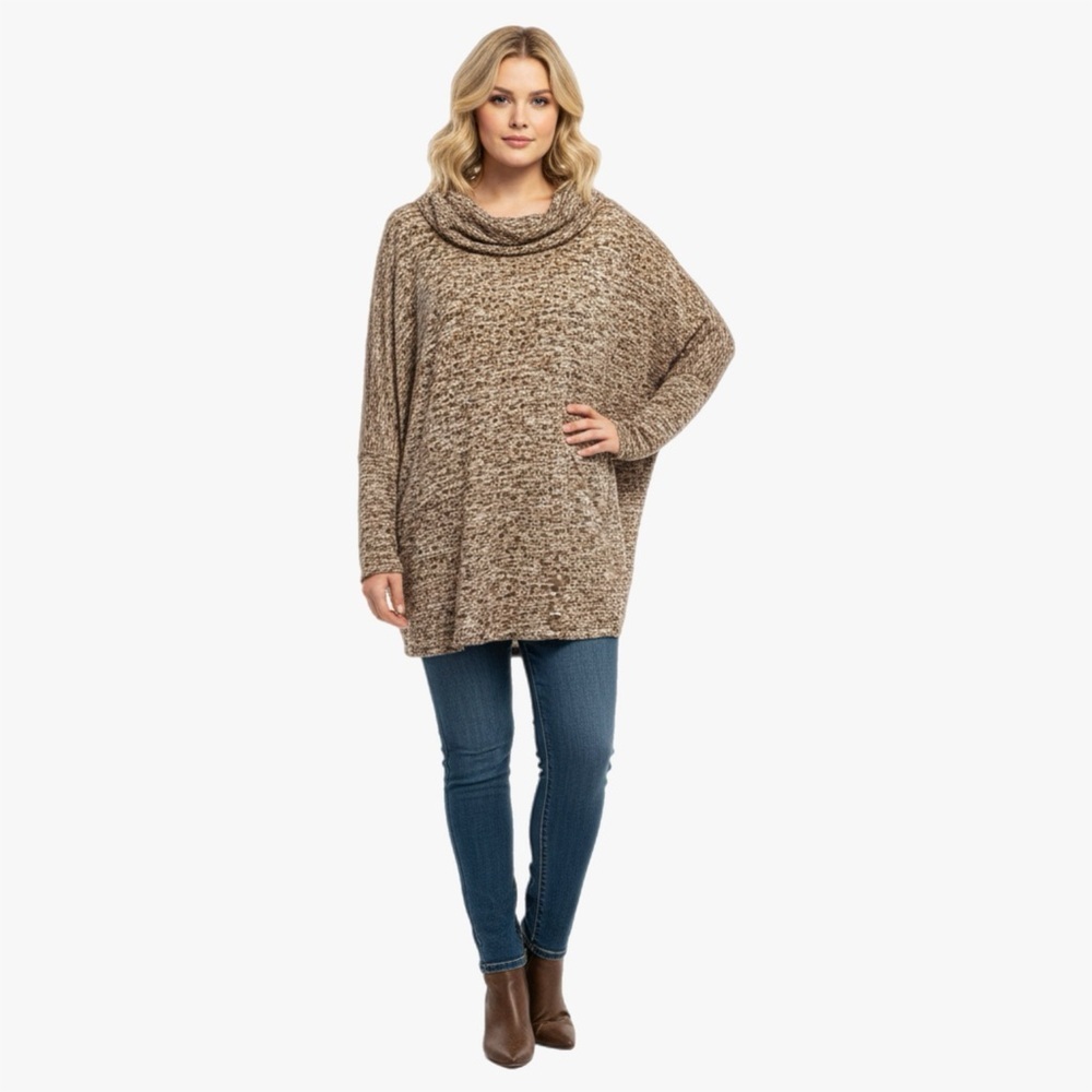 ➕ NWT New Directions Tan Cowl Neck Pullover Sweater Womens Plus Size 3X